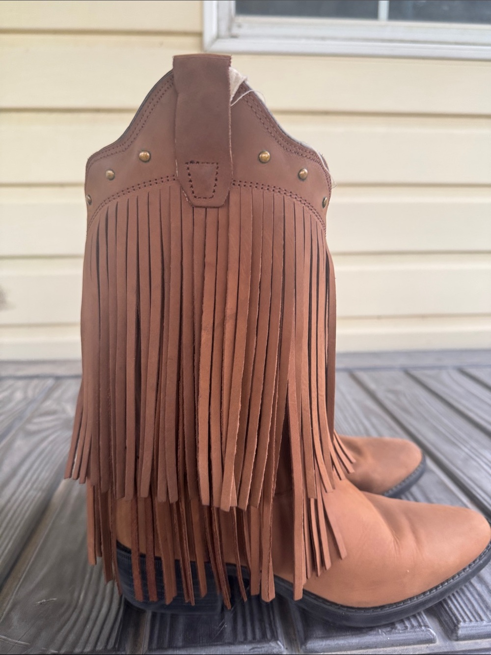 Old West Brown Suede Fringe Ankle Boots